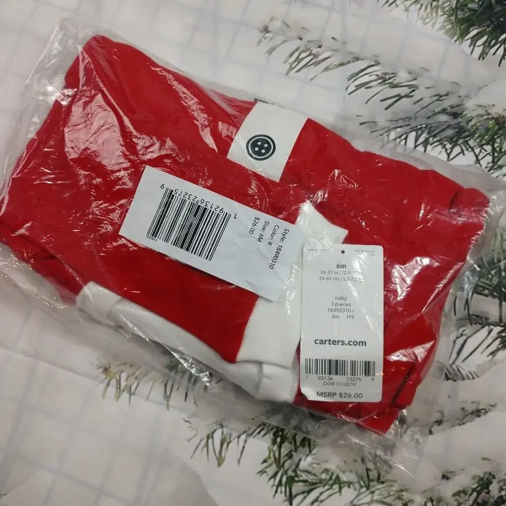 NWT Carters Baby 3-Pc. Santa Hat, T-Shirt & Pants size 6 months